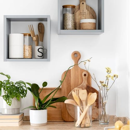 Cube Floating Shelves Set2, Display Shelves Wall Mount 7.75" D x 12.5" W x 12.5" H, (Gray, Square 2 Cubes) - color: Grey, size: Square-Set2