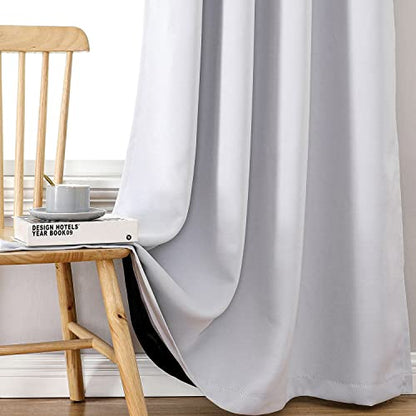 ChrisDowa 100% Blackout Curtains for Bedroom 63 Inches Long 2 Panels Set | 2 Thick Layers, Thermal Insulated, Light Blocking, Grommet, Window Treatment, Living Room Drapes, Greyish White, 38 x 63 Inch - color: Greyish White, size: 38"W x 63"L (Pack of 2)