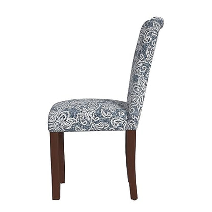 HomePop Classic Parsons Dining Chair -Denim Jacobean Print (Set of 2) - color: Denim Jacobean Print, style: Pack of 2