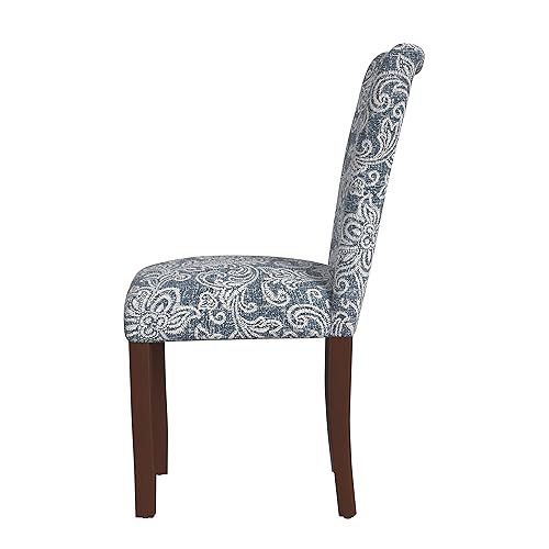 HomePop Classic Parsons Dining Chair -Denim Jacobean Print (Set of 2) - color: Denim Jacobean Print, style: Pack of 2