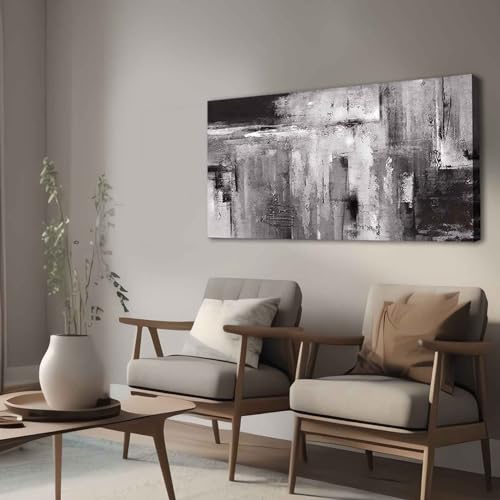 XIANSHOU Abstract Canvas Painting Modern Home Decor Black Art Picture Ready to Hang for Living Room Bedroom Office Wall Decor 20x40 Inch - color: Black, size: 40"L x 20"W