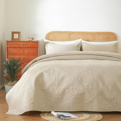 Boho Queen Quilt Set 92"x96", Lightweight Reversible Ultrasonic Quilted Coverlet & Bedspread with 2 Pillow Shams, Soft All Season Queen Quilt Bedding