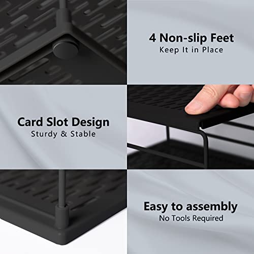 Adjustable Pantry Organizers and Storage - Steel Wire & Plastic Saran Wrap Holder, Black, 10.75 in x 12 in x 9.25 in - color: Black&black