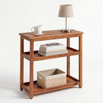 ENKEZI Narrow End Table with Shelf – Slim Side Table, Nightstand for Small Spaces, Bedroom, Living Room, Balcony or Outdoor Use (3 Tiers) - style: 3 Tiers