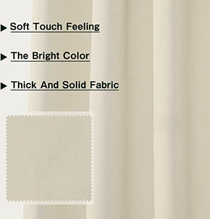 MYSKY HOME Beige Blackout Curtains for Living Room Bedroom Curtains 80 Inches Long Grommet Room Darkening Window Curtains Thermal Insulated Single Panel Curtains 52 x 80 Inch, Natural - color: Beige, size: 52"W x 80"L (Pack of 1)