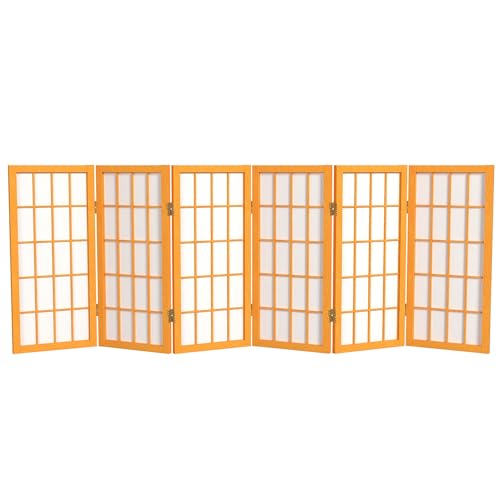 2 ft. Short Desktop Window Pane Shoji Screen - Honey - 6 Panels - color: Honey, size: 6 Panel