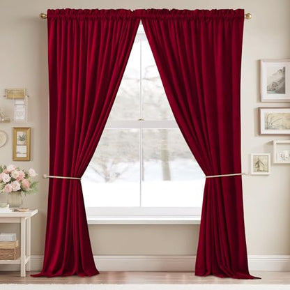 Red Curtains for Bedroom Soft Velvet Drapes, W42 x L90, 2 Panels | 300GSM Rich Velvet, Christmas Holiday Gifts, Thermal Insulated, Privacy Protect, Noise Reducing, Theater Backdrops, Hallway - color: *Autumn Series - Red, size: 42"W x 90"L (Pack of 2)