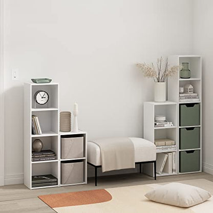 Furinno PASIR Book Shelf, 5-Tier Modern Bookshelf, Open Shelves Bookcase, 9 x 12 x 52, for Living Room, Bedroom, Home Office, Plain White - color: Plain White, size: 5-Tier, 9 x 12 x 52