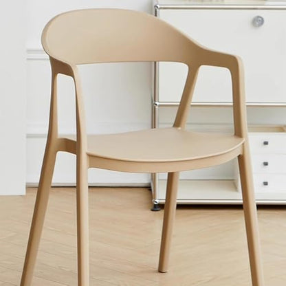 Stackable Dining Chair Plastic Dining Chairs Set of 2 with Hollow Back Dining Chairs Set Modern Save Space Kitchen Chairs - color: Camel