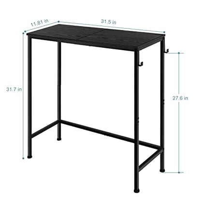 Narrow Console Table Small Entryway Table, for Small Spaces, Black | Narrow Hallway Table, 31.5" Thin Sofa Table, for Bedroom, Living Room, Multifunctional Accent Table, with 2 Hooks - color: Black