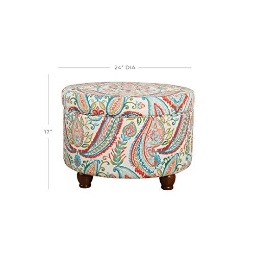 HomePop 24" Large Round Storage Ottoman - Bold Paisley - color: Bold Paisley
