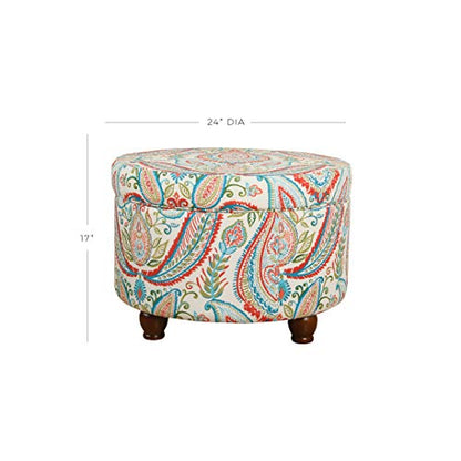 HomePop 24" Large Round Storage Ottoman - Bold Paisley - color: Bold Paisley