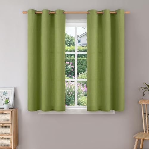 BGment Curtains 54 Inch Length 2 Panels Set for Bedroom, Grommet Thick Linen Look Burlap Textured Light Filtering Privacy Window Drapes for Farmhouse Living Room, 42 x 54 Inch, Olive Green - color: Olive Green, size: 42"W x 54"L (Pack of 2)