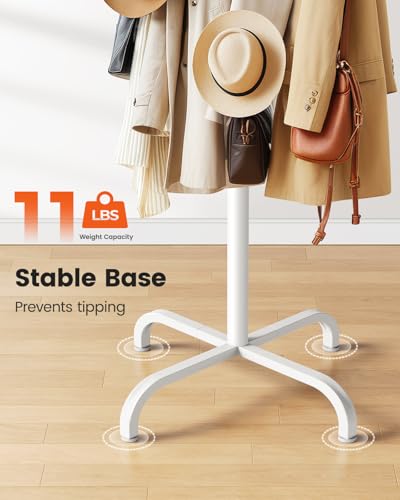 Pipishell Metal Coat Rack Freestanding with 14 Hooks, White | Durable metal frame, stable four-point base, 2 hook heights for adults and kids, smooth rods & hooks prevent clothing snags - color: white