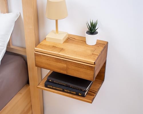 Floating Nightstand Side Accent or End Table with Storage Drawer, Wood Bedside Shelf, Handmade Floating Table (Cape Town) - color: Cape Town