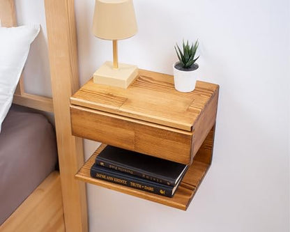 Floating Nightstand Side Accent or End Table with Storage Drawer, Wood Bedside Shelf, Handmade Floating Table (Cape Town) - color: Cape Town