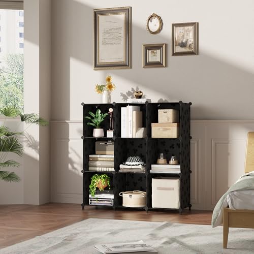 UNKU 10 Cube Storage Organizer,Closet Organizer Storage Shelves,Black | DIY Stackable Bookcase, Clothes Organizer Shelf for Closet, Bedroom, Living Room, Cabinet, Home, Office - color: Black, size: 10cube