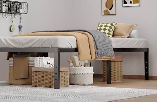 LUMUNANCE Metal Bed Frame Twin Size - 16 Inch Heavy-Duty Twin Platform Bed Frame No Box Spring Needed, Easy Assembly, Noise-Free, Sturdy Mattress Foundation, Underbed Storage Space - size: Twin, style: 16 Inch