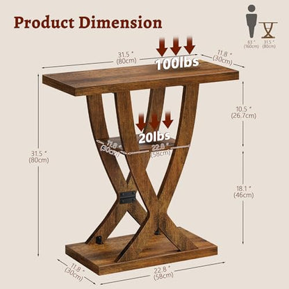 FAVOOSTY Entryway Table, 3 Tier Hallway Table, Console Tables for Living Room, Narrow Entrance Table with Storage, Sofa Table Behind Counch, Accent Table for Entry Foyer, Rustic Brown - color: Brown