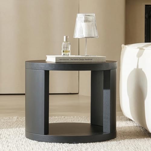 Round Nesting Coffee Table Set of 2, 31.5 and 18 in, Black | Round coffee table set, nesting tables for living room, use separately, space-saving design - color: Black