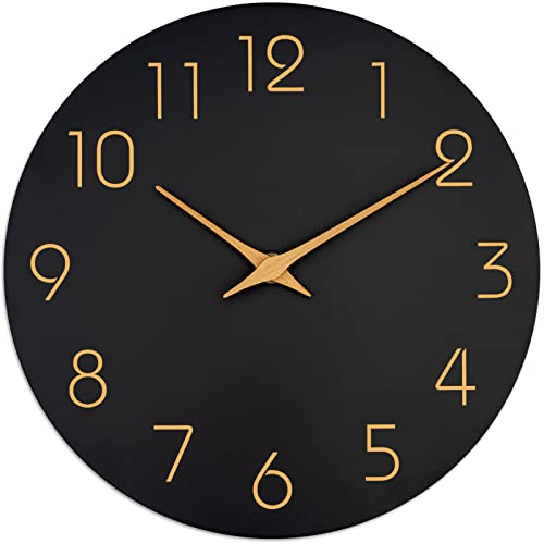 Wall Clock Battery Operated 10" Silent Non-Ticking Simple Minimalist | Analog Kitchen Home Bathroom Living Room Bedroom Office Mordern Simple - color: B_black, size: 10 Inch