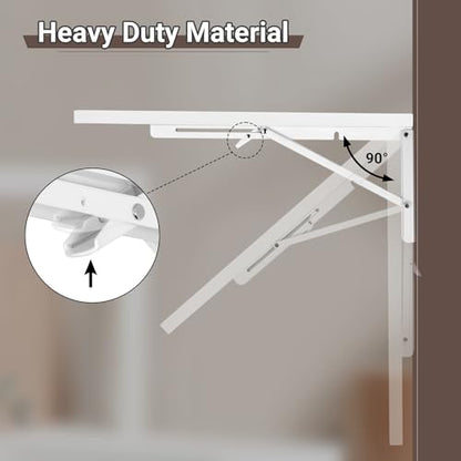 Neoaider Upgrade Wall Mounted Folding Table 31.5”L x 15.7”W, White | Laundry Folding Table with Heavy Duty Metal Collapsible Shelf Brackets, Wall Mounted Desk Fold Down for Small Spaces - color: White, size: 31.5" x 15.7"