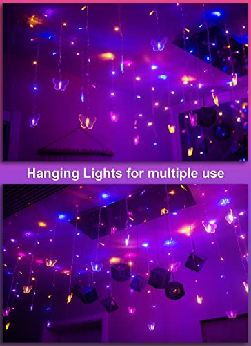 Butterfly Fairy Lights for Bedroom Curtain Ceiling Wall Decor USB Plug-in 120 Led 19.7FT Twinkle String Light with Remote, for Toddler Teen Girls and Christmas Decorations