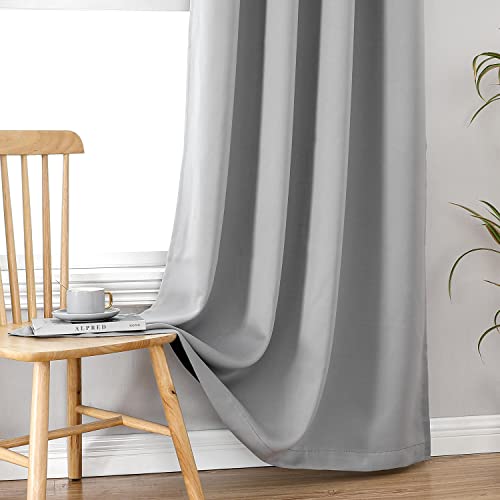 ChrisDowa 100% Blackout Curtains for Bedroom 84 Inch Long with Black Liner | 2 Thick Layers, Thermal Insulated, Grommet, Window Treatment, Living Room Drapes, 2 Panels Set, Light Grey, 38 x 84 Inch - color: Light Grey, size: 38"W x 84"L (Pack of 2)