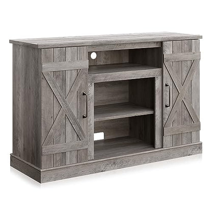 BELLEZE 47 Inch TV Stand & Media Entertainment Center TV Cabinet with Storage for TVs up to 50 Inch Console Table with Open Storage Shelves & Cabinets, Gray Wash - color: Gray Wash, style: 47"
