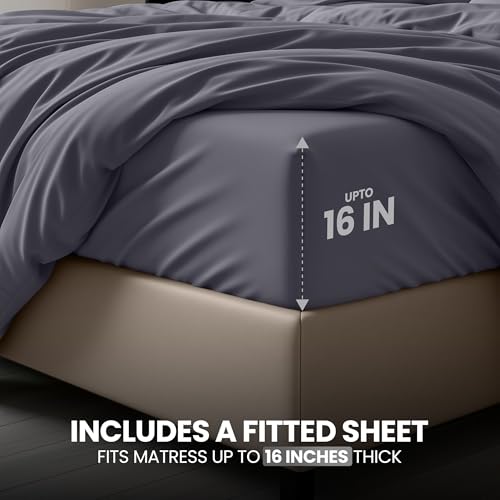 Utopia Bedding 4 Piece Bedding Set - 1 Fitted Sheet (54x75), 1 Duvet Cover Full Size, 2 Pillow Case (20x30) - All Season Luxury Bed in a Bag with Zippered Full Duvet Cover - No Comforter (White) - color: Grey, size: Full - Duvet Cover with Fitted Sheet