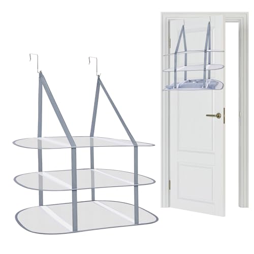 2 Pcs Sweater Drying Rack Over The Door, 3 Tier Foldable Clothes Dry Hanger | Large Mesh Laundry Drying Rack for Apartments, Dorm Rooms
