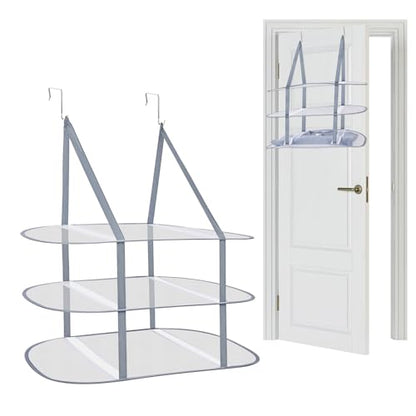 2 Pcs Sweater Drying Rack Over The Door, 3 Tier Foldable Clothes Dry Hanger | Large Mesh Laundry Drying Rack for Apartments, Dorm Rooms