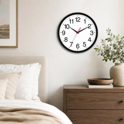 Wall Clock Analog 14 Inch Black Battery Operated Silent Clock | Easy To Read, Non Ticking, Round, Accurate, Kitchen, Living Room, Classroom, Office, School - color: A_black, size: 14 Inch