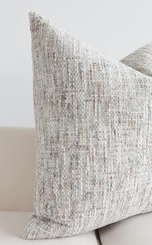 Textured Decorative Throw Pillow Cover Neutral Soft Woven Chenille Accent Boho Farmhouse Couch Cushion Case for Mid Century Modern Home Decor Sofa Bedroom Living Room 18x18 Inch - size: 18" x 18" (Pack of 1)