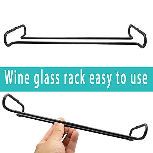 10 Inch Wine Glass Rack Under Cabinet Shelf Stemware Storage Hanging Hanger Organizer Glasses Holder with Drying Under Counter Metal for Kitchen and Bar Set of 4 Black - size: set of 4 black, style: Double Opening