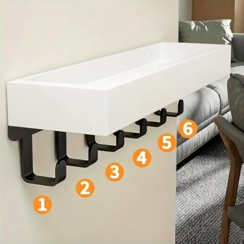 Wall Mounted Key Hanger with Shelves - Decorative Mailing Organizer with Key Hook for Entrance Entrance, Frosted Wood with Mounting Hardware (White, 9.64" W x 2.36" H x 2.75" L, 6) - color: White, size: 9.64" W x 2.36" H x 2.75" L