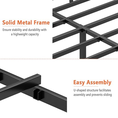 DIIYIV Full Metal Bed Frame,Steel Slat Support,Noise Free,Easy Assembly | Full Size Bed,Mattress Foundation,Underbed Storage,No Box Spring Needed - size: Full
