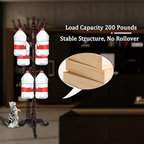 Coat Racks FreeStanding with 11 Hooks, Natural Wood Coat Rack with Tri-Legged Base, Adjustable Height Coat Racks, Easy Assembly for Hallway, Bedroom and Office (Walnut-Tri-Legged Base) - color: Walnut-Tri-Legged Base
