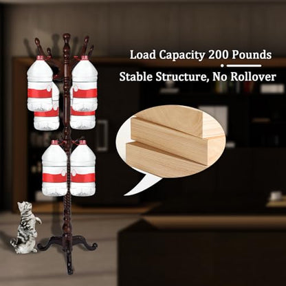 Coat Racks FreeStanding with 11 Hooks, Natural Wood Coat Rack with Tri-Legged Base, Adjustable Height Coat Racks, Easy Assembly for Hallway, Bedroom and Office (Walnut-Tri-Legged Base) - color: Walnut-Tri-Legged Base
