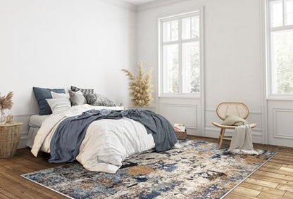 Keen Home Design Abstract Non-Shedding Area Rug, Soft Thick Pile, 4x6 | Polypropylene High Pile, Jute Back; Ideal For Bedroom, Home Office, Nursery, Living Room - color: Skies Multi, size: 4' x 6' (Rectangular)