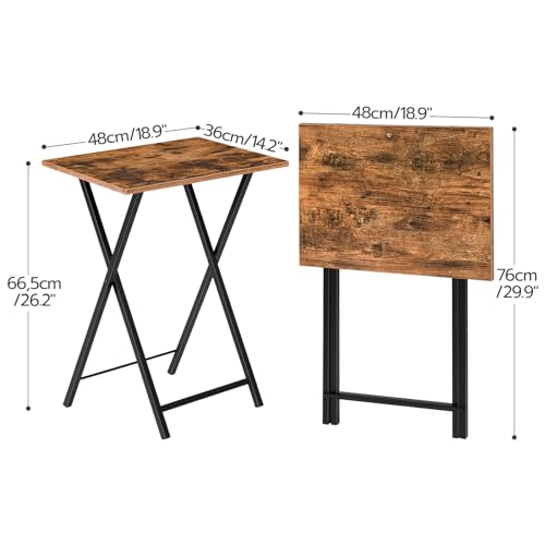 HOOBRO Folding TV Tray Tables, Set of 2 Side Table for Small Space, Industrial Snack Tables for Eating at Couch, Stable Metal Frame, Easy Assembly, Space Saving, Rustic Brown and Black BF25BZ01 - color: Rustic Brown + Black