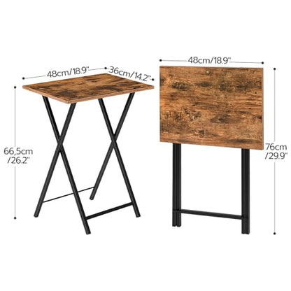 HOOBRO Folding TV Tray Tables, Set of 2 Side Table for Small Space, Industrial Snack Tables for Eating at Couch, Stable Metal Frame, Easy Assembly, Space Saving, Rustic Brown and Black BF25BZ01 - color: Rustic Brown + Black