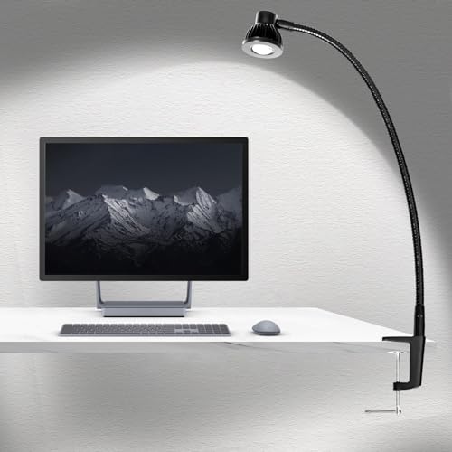 Hersi 5W 35" Flexible Arm Architect Desk Lamp High Bright LED Task Light | Metal Architect LED Clamp, Adjustable Folding Twin-Arm, Clip-on Table Lamp, For Home Office - color: Black
