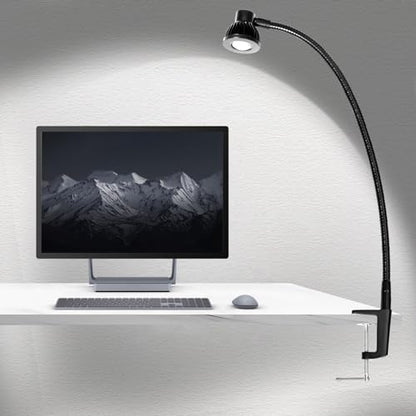 Hersi 5W 35" Flexible Arm Architect Desk Lamp High Bright LED Task Light | Metal Architect LED Clamp, Adjustable Folding Twin-Arm, Clip-on Table Lamp, For Home Office - color: Black