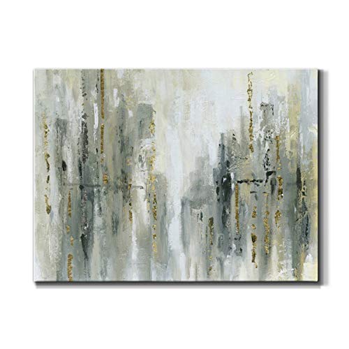Renditions Gallery Canvas Wall Art Modern Paintings & Prints Decorations Golden Grey Skyline Rustic Glam Abstract Wall Hanging Artwork for Bedroom Dining Room Office Kitchen - 8"x12" LT10 - color: City Shine, size: 12"L x 8"W