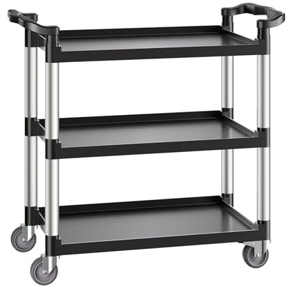 VEVOR Utility Cart, 330 lbs Load Capacity, 3-Tier Utility Plastic Cart with 360° Swivel Wheels (2 with Brakes), 31.1 x 19.3-inch Food Service Cart for Warehouse, Office, Home, Restaurant, Kitchen - style: 3 Tier-330LBS