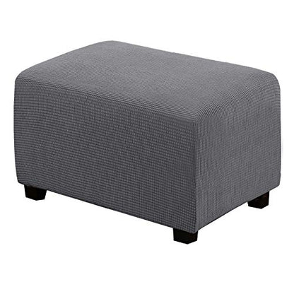 H.VERSAILTEX Ottoman Cover Slipcover Rectangle Fit Length 29"-34" Footrest Sofa Slipcovers Stool Cover Footstool Protector Covers Feature Stretch Thick Soft Jacquard Fabric Removable Washable - Grey - color: Grey, size: Rectangle-Large