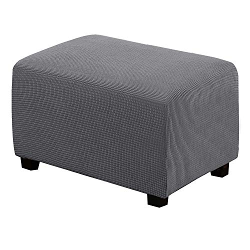 H.VERSAILTEX Ottoman Cover Slipcover Rectangle Fit Length 29"-34" Footrest Sofa Slipcovers Stool Cover Footstool Protector Covers Feature Stretch Thick Soft Jacquard Fabric Removable Washable - Grey - color: Grey, size: Rectangle-Large
