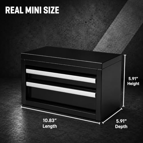 Mini 2-Drawer Steel Tool Box Black - color: Black, size: 2 Drawer