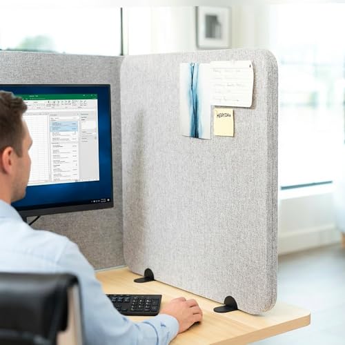 VIVO Gray 24 x 24 inch Privacy Panel, PP-1-V024G-S | Screw-in Sound Absorbing Cubicle Desk Divider, Acoustic Partition - size: 24"